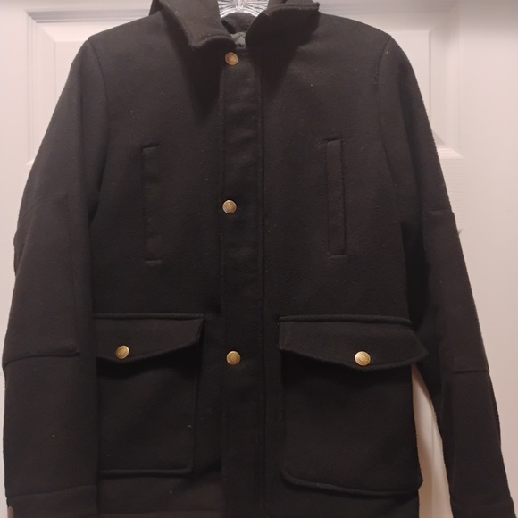 London Fog Black Hooded Jacket Gold Buttons Children’s Winter Coat Size XL14/16 - Picture 2 of 7